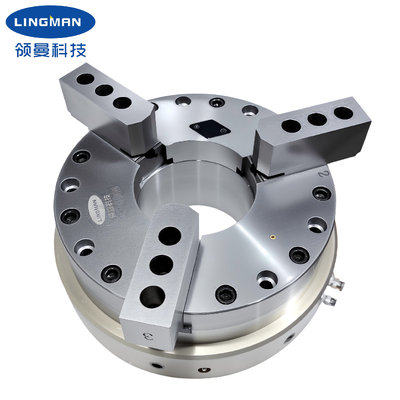 LINGMAN G400CHP-180 mặt trước lắp đặt Pneumatic Power Chuck với đường kính ngoài 448mm và đường kính 21,8mm
